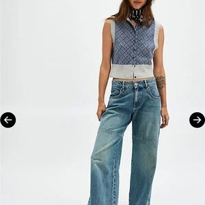 FP Movement by Free People Blue Patterned Vest